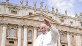 Pope Francis leaves at the end of his weekly general audience, in St. Peter's Square, at the Vatican, Wednesday, March 27, 2019.