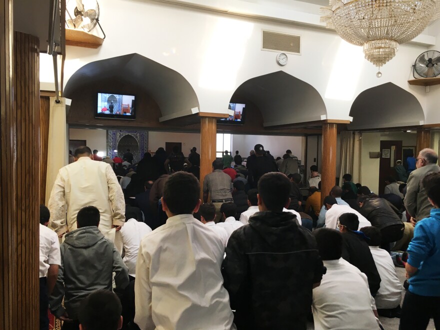 The Islamic Society of Central Jersey was founded more than 40 years ago. Hundreds of people pack into the mosque's sanctuary for afternoon prayers.