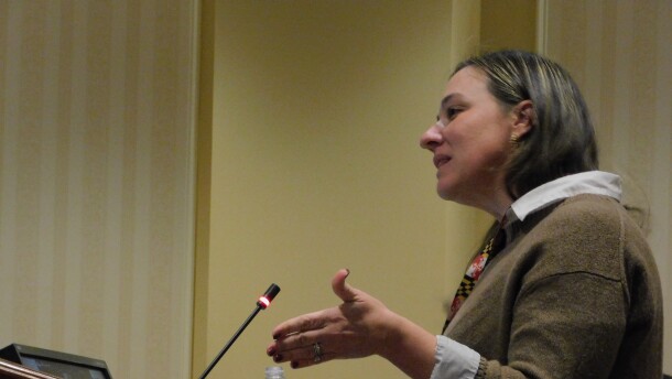 Acting Secretary of the Maryland Department of Juvenile Services Betsy Fox Tolentino testifies in favor of the Youth Charging Reform Act on Feb. 4, 2026, in the Miller Senate Building in Annapolis, Md.