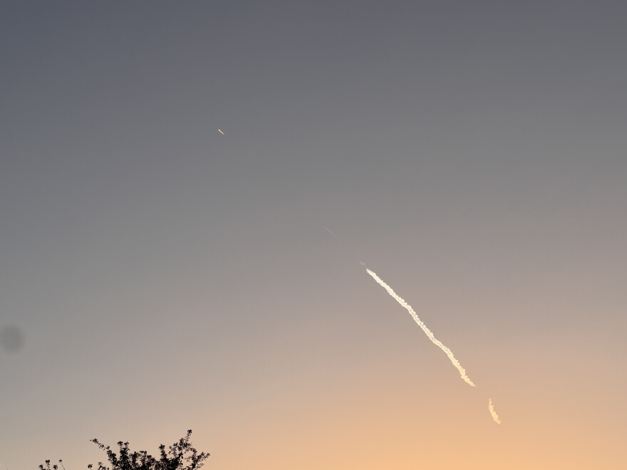 A rocket launch out of Vandenburgh Space Force Base as seen from the Santa Ynez Valley