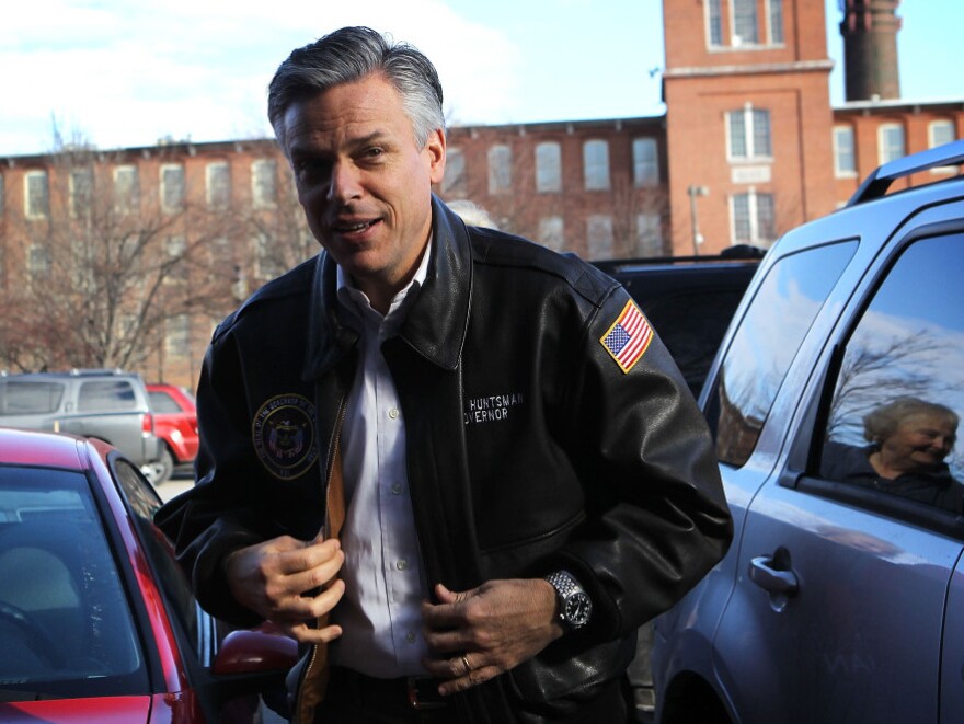 Former Utah Gov. Jon Huntsman, who was stumping at Harvey's Bakery in Dover, N.H., is pinning his hopes on a strong finish in the Granite State.