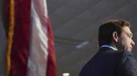 Florida Gov. Ron DeSantis speaks at a Contractors of America conference, Jan. 10, 2024, in Des Moines, Iowa. A Florida bill waiting to be signed by DeSantis would strip the term “climate change” from much of state law and reverse a policy then-Gov. Charlie Crist championed as he built a reputation for being a rare Republican fighting to promote green energy over fossil fuels.