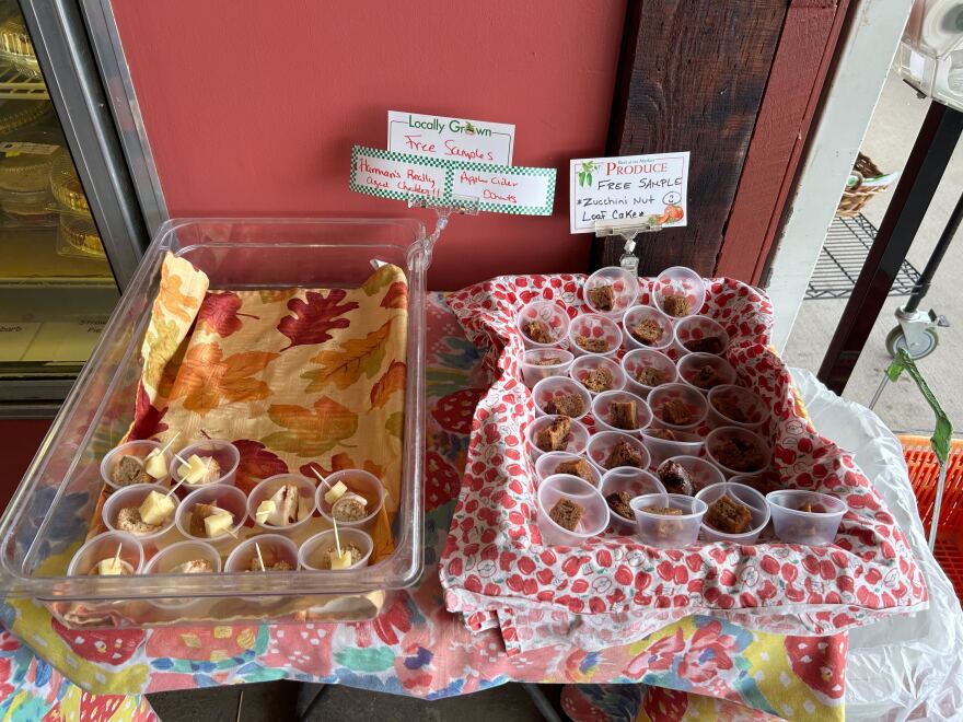 Samples of baked goods at Apple Hill farm