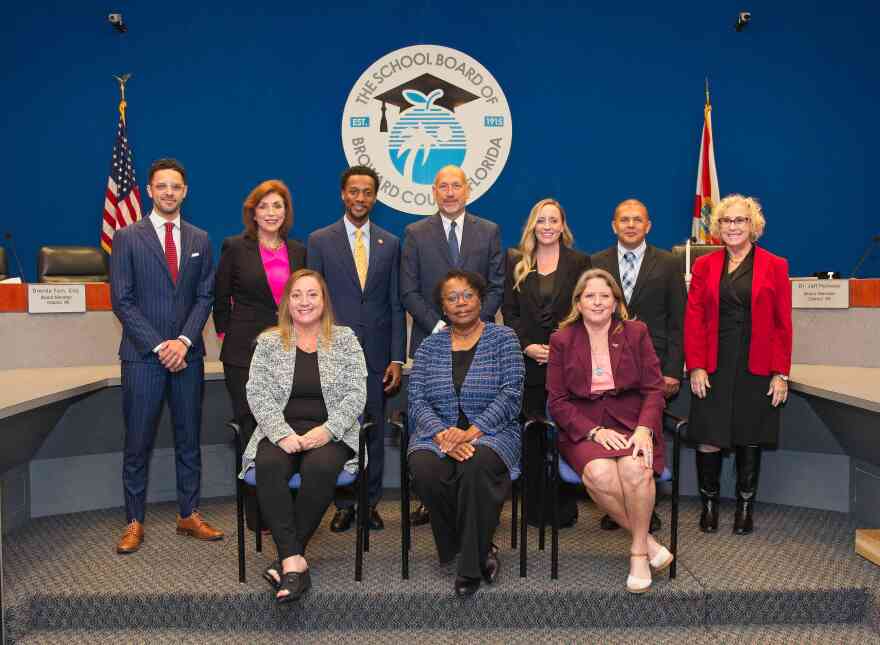 Broward County School Board members and Interim Superintendent Earlean Smiley (center).