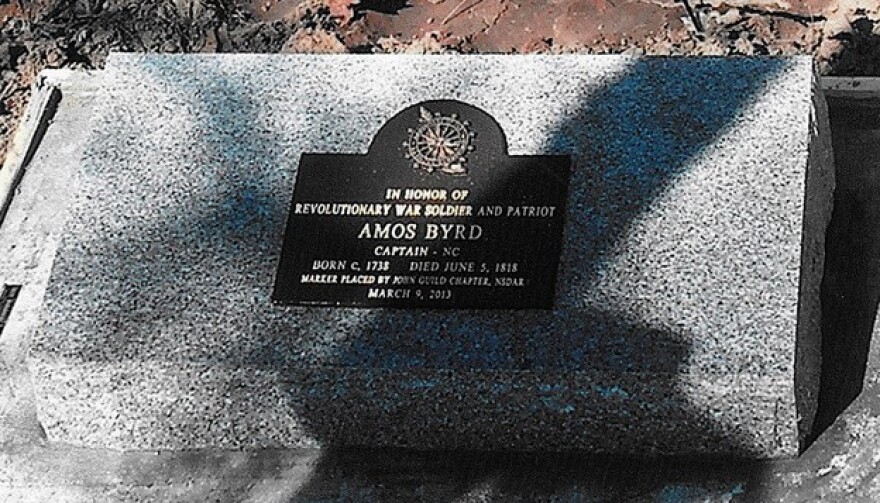 Amos Byrd's grave marker, Wheeler Cemetery, Cape Girardeau County
