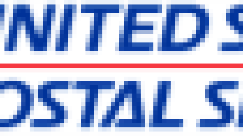 The United States Postal Service logo featuring a stylized white eagle head inside a blue box, with the words “United States Postal Service” in blue uppercase letters to the right.