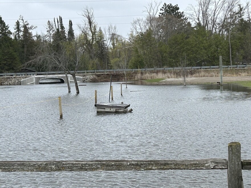 High standing waters at Marina Park in downtown Indian River in Tuscora