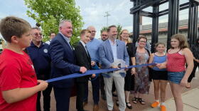 Officials and community members hold a ribbon-cutting ceremony for the Smart Growth 2.0 project in North Tonawanda.