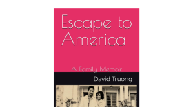 a book cover says "escape to america" 