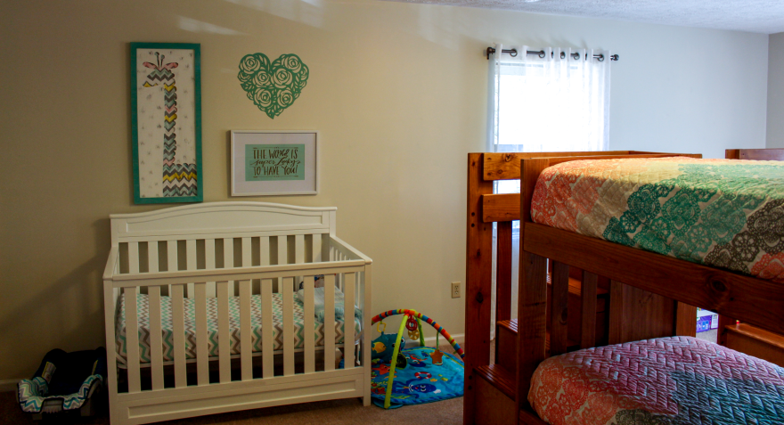 One of the bedrooms for clients who stay at Karen’s Place Maternity Center in Louisa, Ky.