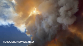 Screenshot of video of South Fork and Salt fires in Ruidoso