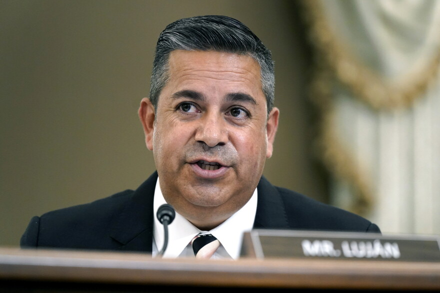 FILE - Sen. Sen. Ben Ray Lujan, D-N.M., speaks during a Senate Commerce, Science and Transportation Subcommittee on Consumer Protection, Product Safety and Data Security hearing on children's online safety and mental health, Sept. 30, 2021, on Capitol Hill in Washington. Lujan is recovering at an Albuquerque hospital after suffering a stroke last week, his office said in a statement issued Tuesday, Feb. 1, 2022. He is expected to make a full recovery according to his chief of staff. (AP Photo/Patrick Semansky, File)