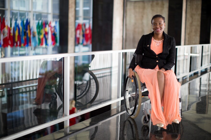 Malebogo Molefhe, a winner of the 2017 International Women of Courage award, at the U.S. Department of State