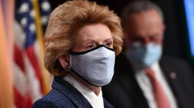 Senator Debbie Stabenow (D-MI) speaks during a press conference at the US Capitol in Washington, DC. 