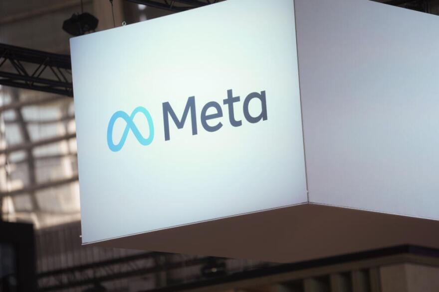 FILE - The Meta logo is seen at the Vivatech show in Paris, France, June 14, 2023. (Thibault Camus/AP)