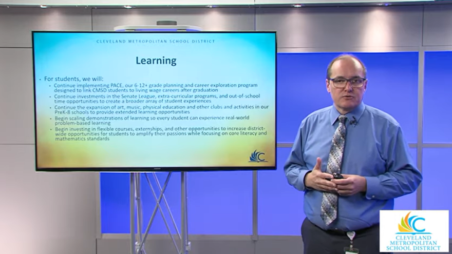 CMSD CEO Eric Gordon presented several updates to CMSD staff during a district-wide "convocation" on Aug. 17, 2022, prior to the school year's start for many students.