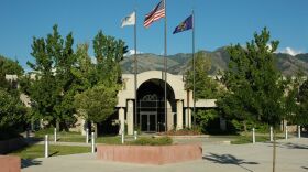 A view of the Logan Library near the police department