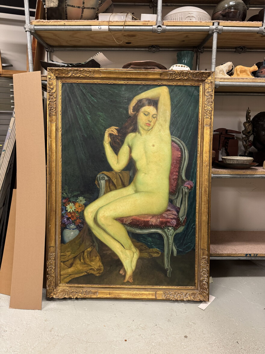 An unidentified large-scale nude portrait leaned against storage shelves in the Cleveland Artists Foundation’s former home at the West 78th Street Studios before the organization moved to new digs on Prospect Avenue.