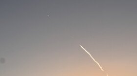 A rocket launch out of Vandenburgh Space Force Base as seen from the Santa Ynez Valley