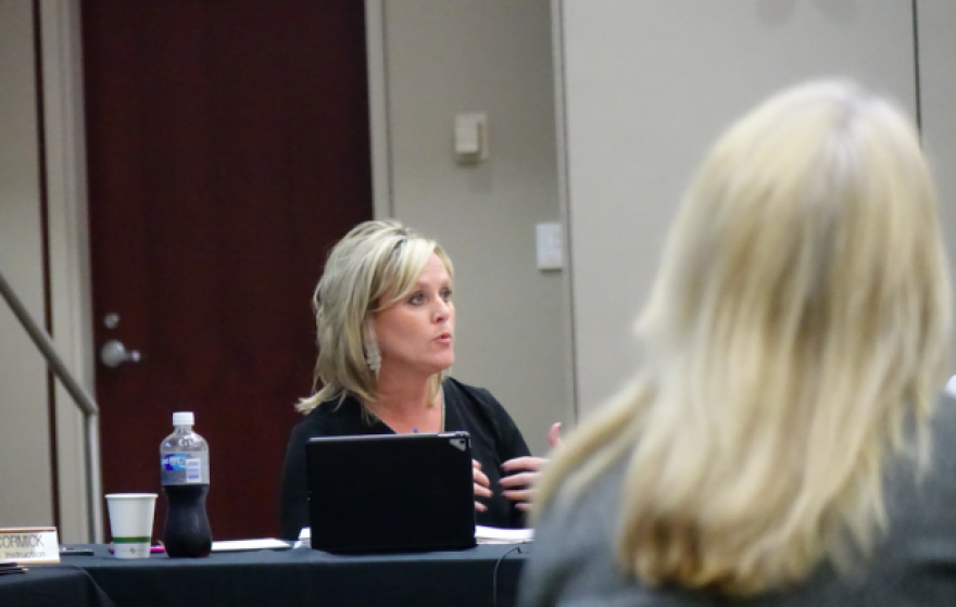Jennifer McCormick leads the State Board of Education meeting May 10.