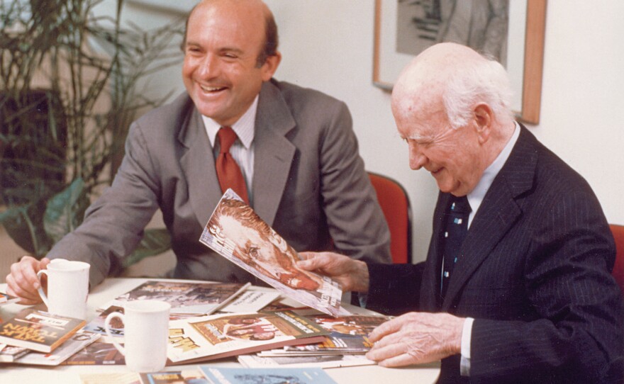 M.R. Robinson founded Scholastic in 1920. His son Dick took over as president and CEO in the 1970s. They are shown above in 1980.