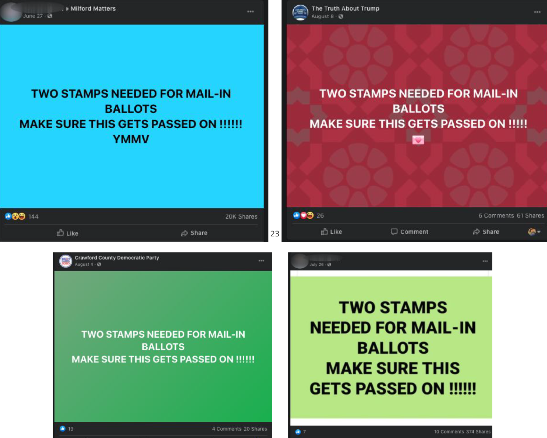 Custom Two Color Stamp Tiny Changes Let False Claims About COVID-19, Voting Evade Facebook ...