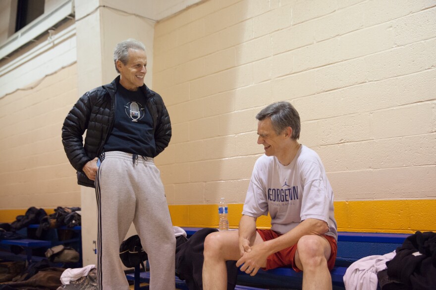 Breslow and Dave McGloin have been playing basketball together since 1989. McGloin took a hiatus from the weekly pickup game but rejoined 10 years ago and has been playing ever since.