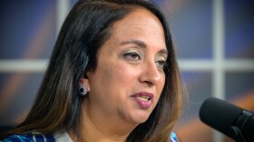 FILE: Connecticut Department of Public Health Commissioner Manisha Juthani is interviewed in the Connecticut Public/WNPR talk show studio for Where We Live, February 22, 2024.