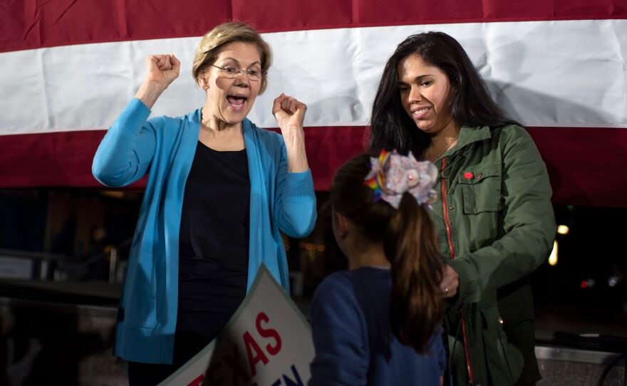 Warren meets her supporters after a town hall at Discovery Green in Houston on Feb. 29.