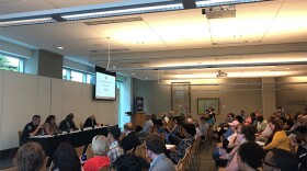 A panel of experts which included IMPD Chief Bryan Roach and Director of Community Violence Reduction Shonna Majors spoke to dozens at Thursday's public safety forum on violence reduction in Indianapolis.