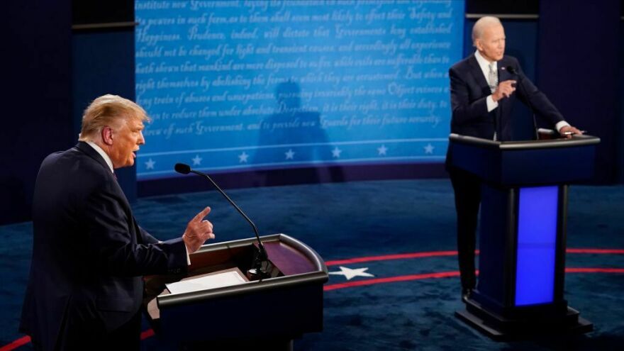 Joe Biden and Donald Trump, seen here during a presidential debate in Cleveland in 2020, are on the same side of this Supreme Court argument involving congressional subpoenas.