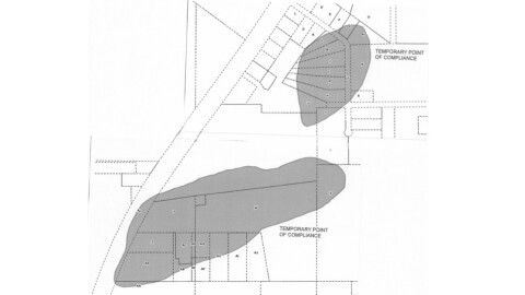 The location of properties that were notified in 2012 that groundwater contamination was found due to the spread of volatile organic compounds from the Douglas Warehouse onto their property. (Photo courtesy of the Florida Department of Environmental Protection)