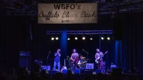 The stage of the Buffalo Blues Bash, with headliner Erin Harpe and the Delta Swingers.