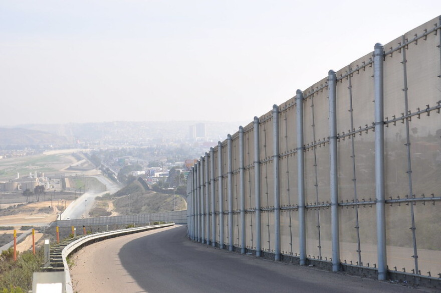 A wall along a road.