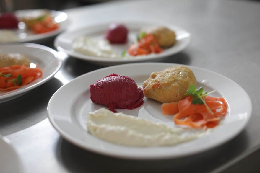 A dish prepared by Itay Novik: gefilte fish made of (non-kosher) eel.
