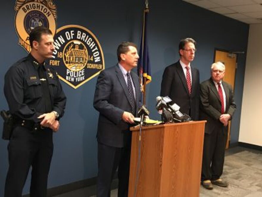 Monroe County Undersheriff Drew Forsythe, Brighton PD Chief Mark Henderson, Brighton Supervisor Bill Moehle and Pittsford Supervisor Bill Smith.