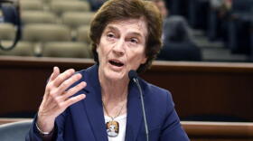 FILE - Elizabeth Holtzman speaks to New York legislative leaders on May 15, 2018, in Albany, N.Y. Holtzman was the youngest woman ever elected to Congress when she won a House seat in 1972 at age 31 and went on to serve as Brooklyn district attorney and New York City comptroller. (AP Photo/Hans Pennink, File)