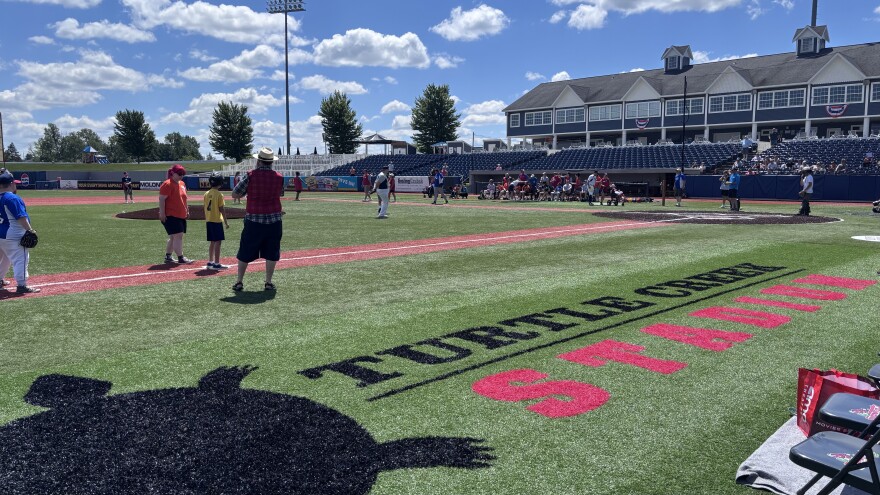 Kids with disabilities around the Grand Traverse Region playing in an all-star baseball game at the Turtle Creek Stadium