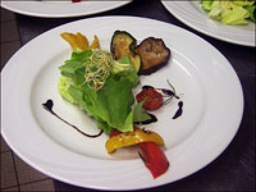 Most of the vegetables in this antipasto are baked to keep the calories down. The chef says they taste better that way, too.