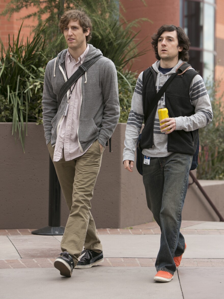Thomas Middleditch and Josh Brener in HBO's <em>Silicon Valley</em> pilot.