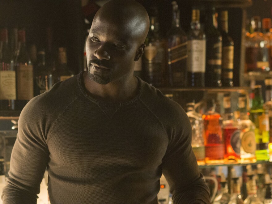 Audiences first saw the indestructible Luke Cage — played by Mike Colter — in <em>Jessica Jones</em>. His solo debut comes later this year.