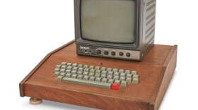 An Apple-1 computer and a 1986 Panasonic video monitor sold for $400,000 on Tuesday.