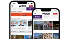  WOSU mobile app featuring the news section (right) and the TV section (left)