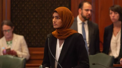 Rep. Nabeela Syed, D-Palatine, speaks during floor debate on May 21, 2026. Syed first began working on this initiative shortly after she was elected in 2023.