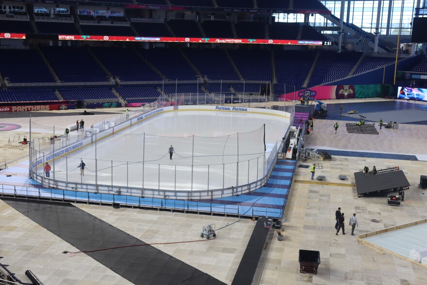 An ice rink at LoanDepot Park in Miami