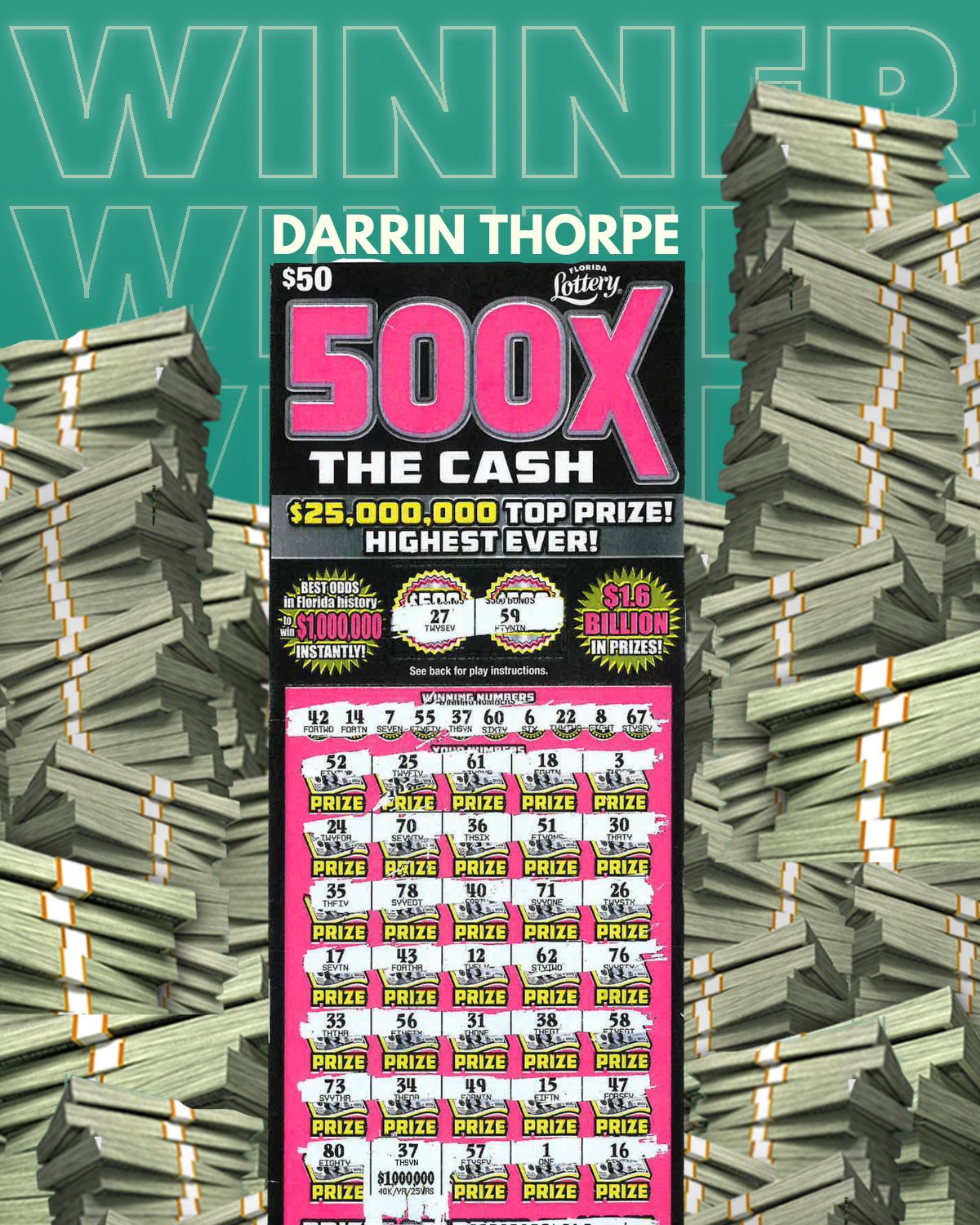 Port St. Lucie Man Claims $1-Million Playing 500X Scratch-Off Game