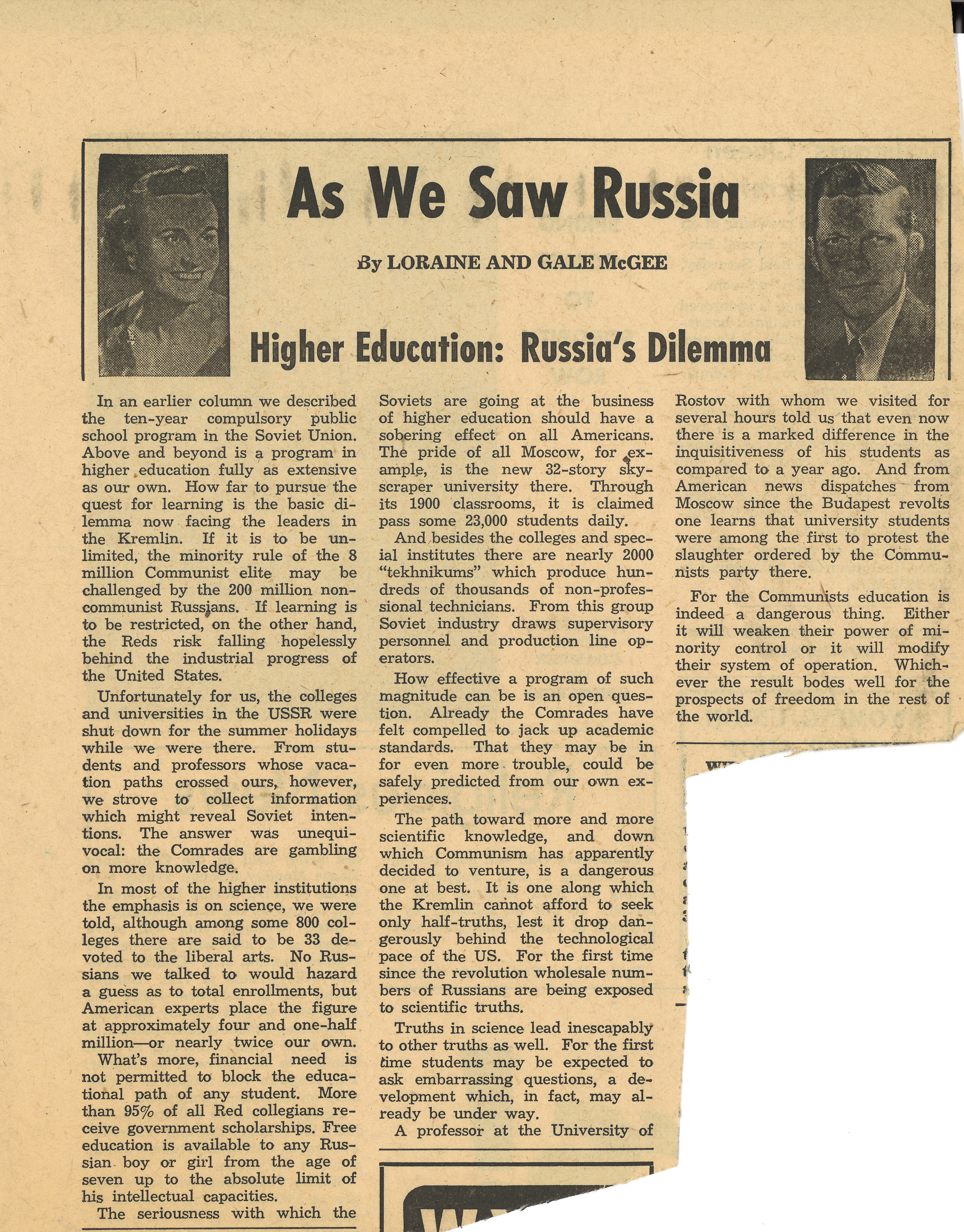 Behind the Iron Curtain #594: Gale McGee Papers | Wyoming Public Media Behind the Iron Curtain #594: Gale McGee Papers | Wyoming Public Media