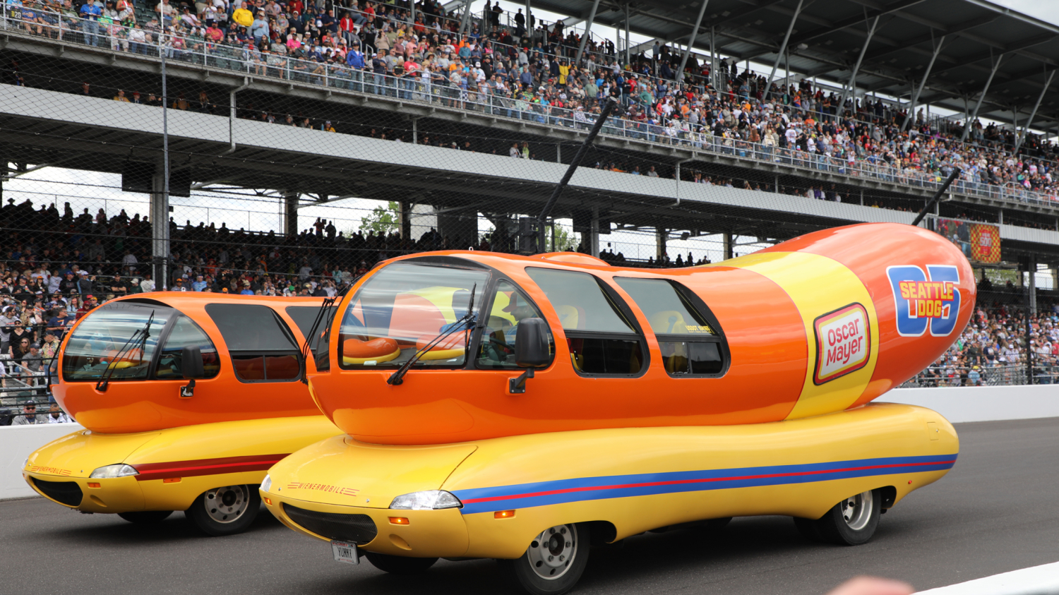 Wienermobiles relish victory in Wienie 500 at Indianapolis Motor