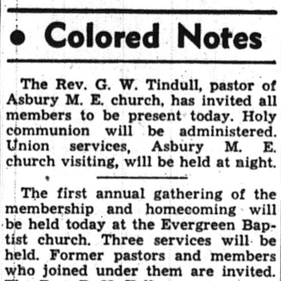 Historical Lexington newspaper clipping headed Colored Notes