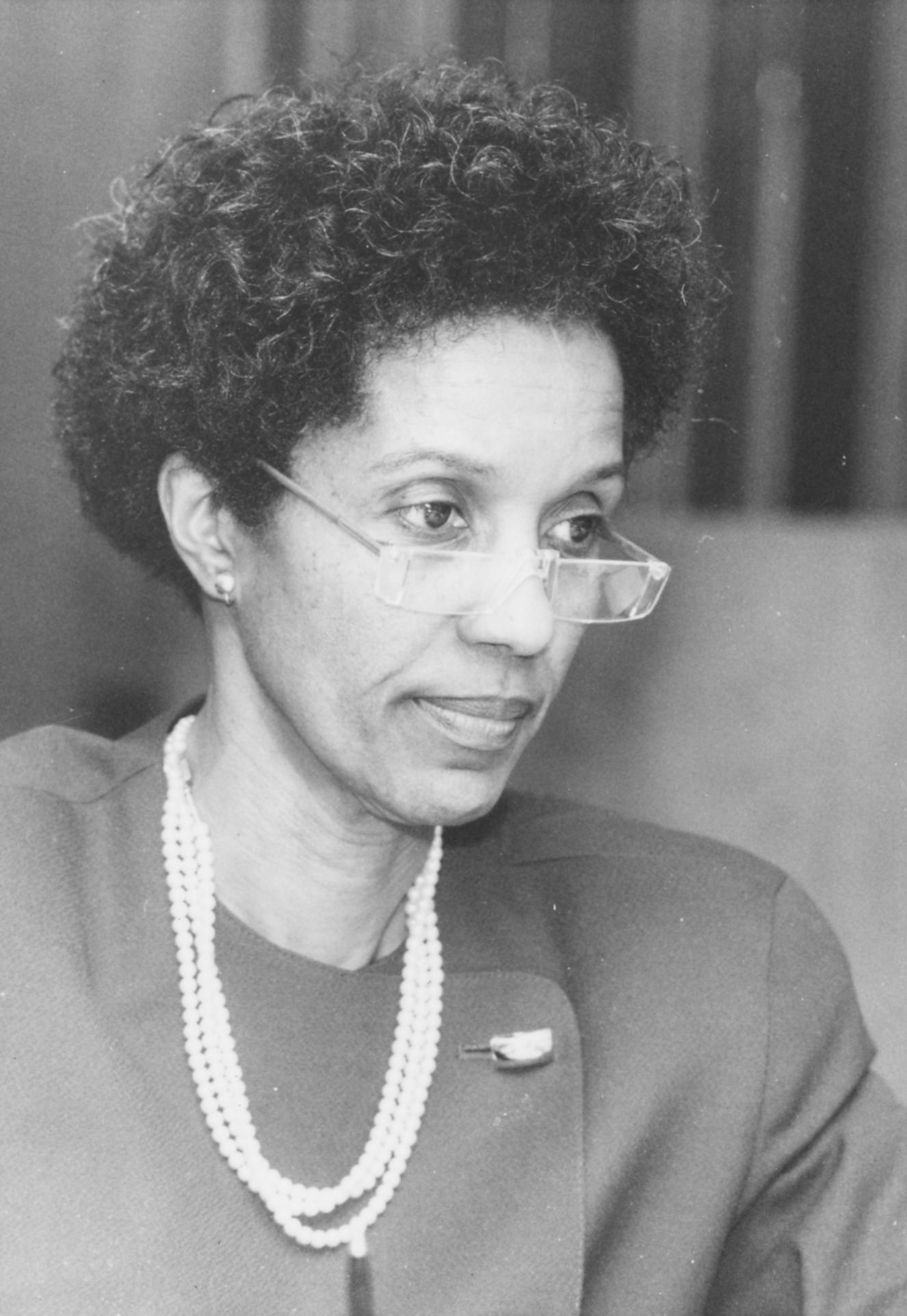 Black-and-white portrait of educator Edythe J. Hayes